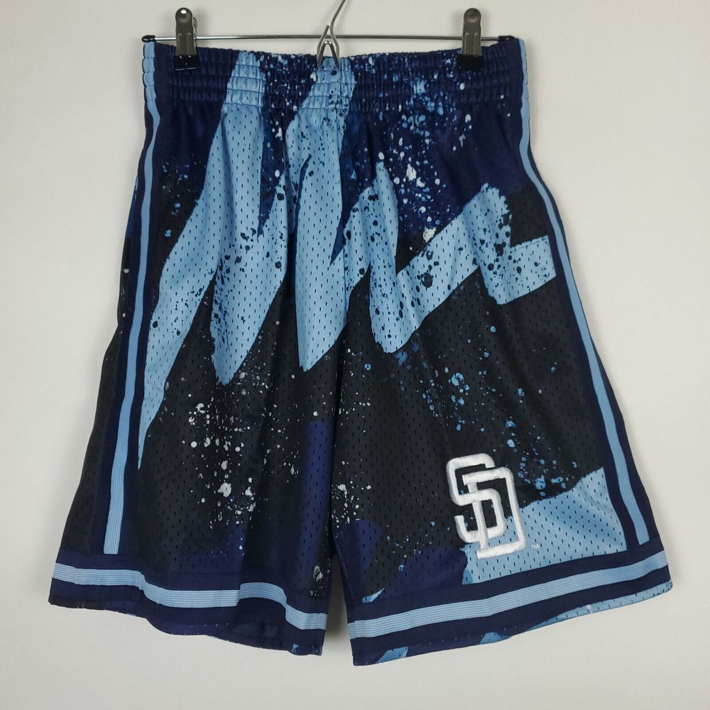 San Diego Padres Mitchell & Ness‎ MLB Small Jersey Shorts Black Blue Gray NWT - Picture 2 of 6